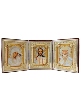 Икона бархат камень три лика 10*12 39019 фото
