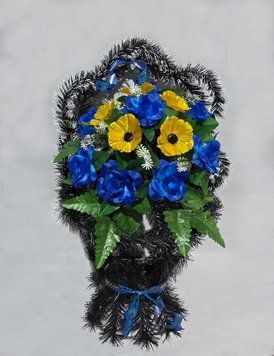 Корзина искусственная хвоя ерш 68*45*31 см 06363у фото